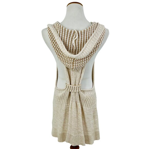 RARE Free People Boho Sleeveless Hooded Textured Knit Cardigan | Coastal Grandma - Picture 6 of 11